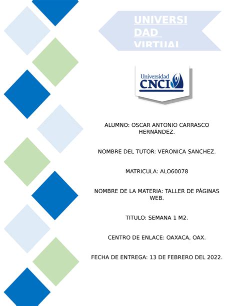 Taller P Ginas Web Semana Universi Dad Virtual Alumno Oscar