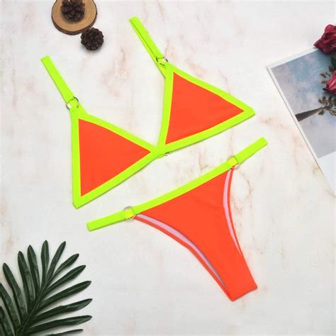 Llcute Conjuntos De Bikini De Mujer Contraste Color Naranja Brasile O