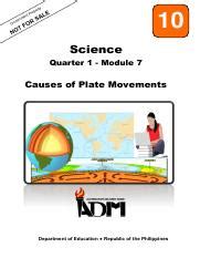 Science10 Q1 Module 7 Causes Of Plate Movements Pdf 10 Science