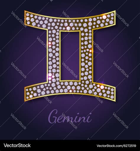 Golden Gemini Zodiac Signs Royalty Free Vector Image