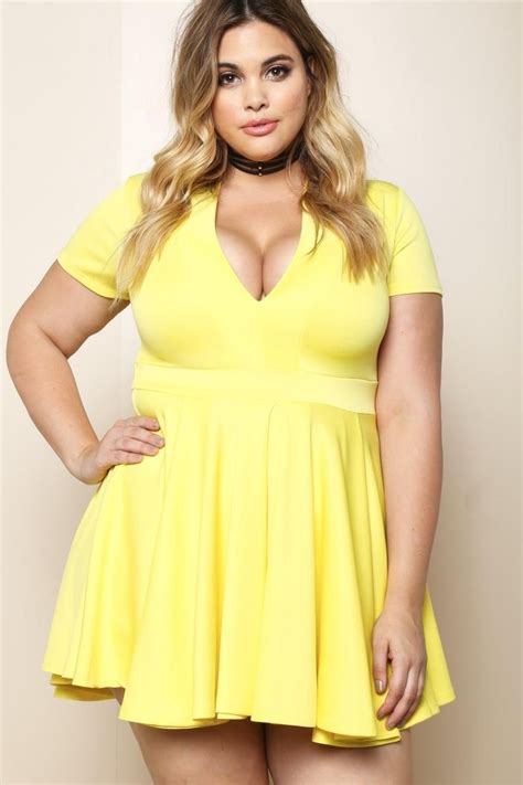 Turn Heads In This Stunning Plus Size Mini Dress Features A Plunging Neckline To Show Off Your