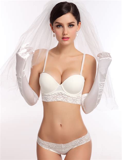 Sexy White Brocade Demi Cup Push Up Bride S Lingerie