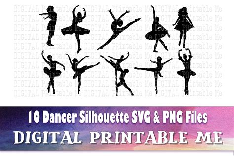 Dancer Svg Ballerina Silhouette Bundle Png Clip Art Digital Cu