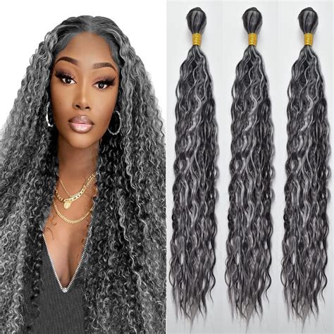 Amazon Highlight Grey Human Hair Bundles Curly Wave Brazilian