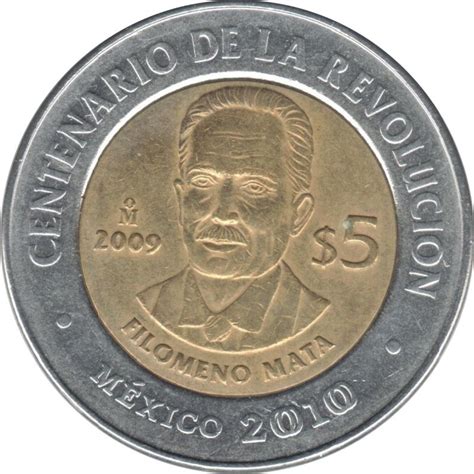 5 Pesos Filomeno Mata Mexico Numista