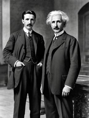 Premium Free Ai Images Portrait Of Nikola Tesla And Albert Einstein