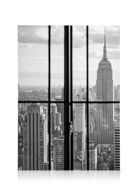 Manhattan Through A Window Tableau Sur Toile Horizon Noir Et Blanc