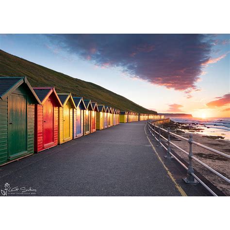 Whitby Beach Huts At Sunset Mounted Photo Print A3 & A4