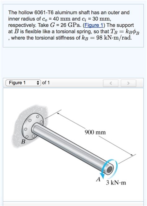 Solved The Hollow 6061 T6 Aluminum Shaft Has An Outer And Chegg