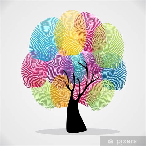 Poster Finger prints diversity tree - PIXERS.US