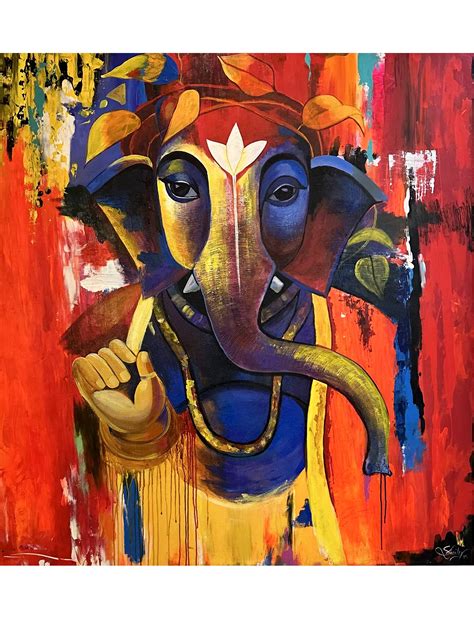 Vighnaharta Ganesha | Modern Art | Painting by Shaily Verma | Exotic ...