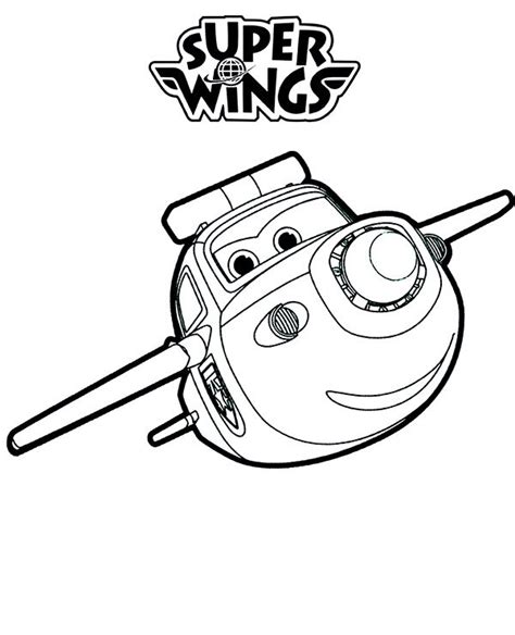 Flying Paul and other Super Wings planes on coloring page