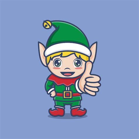 Premium Vector Cute Cartoon Christmas Elf Giving Likes