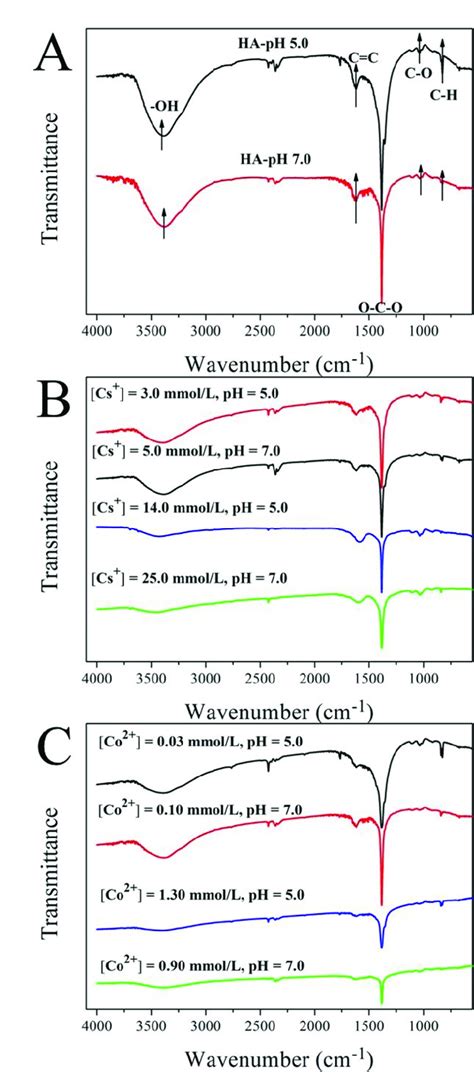 FTIR Spectra Of HA Before A And After B C Interaction With Cs Or