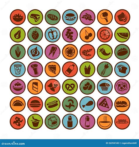 Grote Reeks Voedselpictogrammen Vector Illustratie Illustration Of