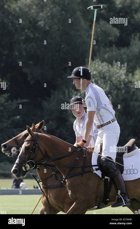 Britain's Prince WIlliam and Prince Harry play a charity polo match at ...