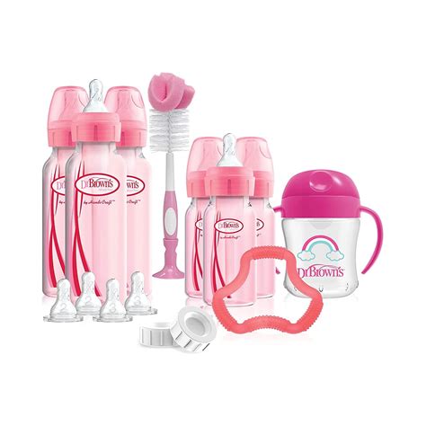 Dr Brown S Anti Colic Pink Baby Bottle Set With Sippy Cup Teether