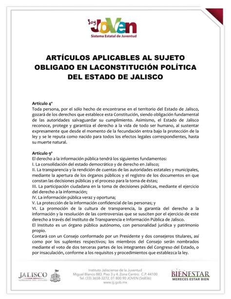 Artículos Aplicables Constitución Política Del Estado De Jalisco