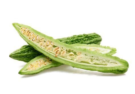 bitter melon bitter gourd isolated  white background stock photo