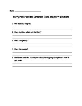 Harry Potter And The Sorcerer S Stone Chapter 4 Questions TPT