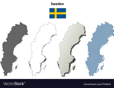 Sweden outline map set Royalty Free Vector Image