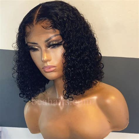 Middle Parting Daily Curly Bob Hd Lace Closure Wig Hd