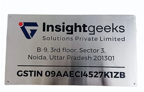 Silver Steel Name Plate For Industrial Wall Mounted At Rs Square