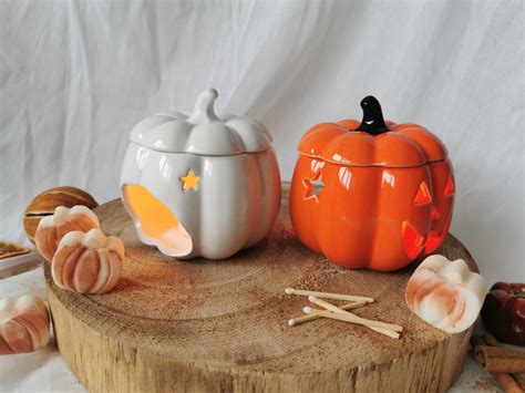 White And Orange Pumpkin Wax Melt Burner Almasea