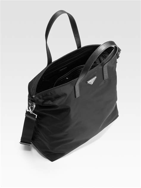 Lyst - Prada Nylon & Leather Tote Bag in Black for Men