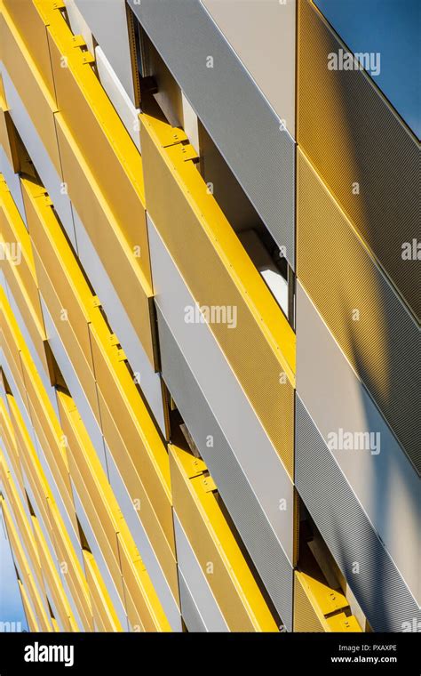 Contrasting Colors And Shapes On Building Facade In The City Center Of