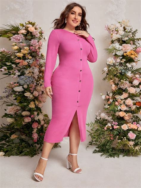 Hot Pink Plus Size Bodycon Dress