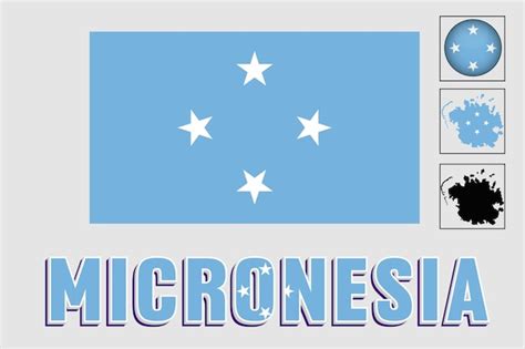 Premium Vector Micronesia Flag And Map In A Vector Graphic