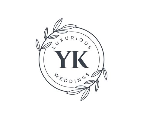 YK Initials Letter Wedding Monogram Logos Template Hand Drawn Modern