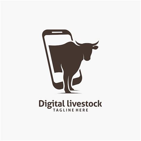 Smartphone Et Vache Pour La Conception Numérique Du Logo De La Ferme Et