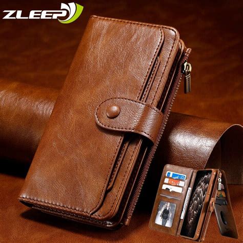 Icarer Retro Luxury Genuine Leather Metal Magnetic Flip Case For Iphone