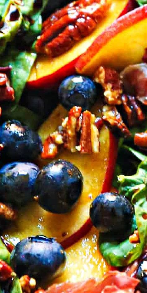 Peach Blueberry Spinach Salad Yummy Salad Recipes Blueberry Spinach