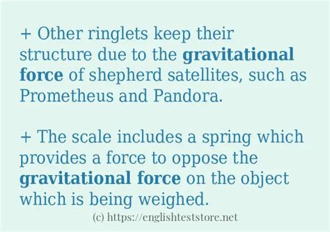 "gravitational force" - some sentence examples - EnglishTestStore Blog