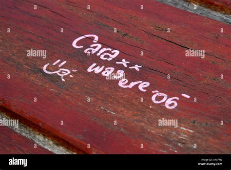 Graffiti On Park Table Stock Photo Alamy