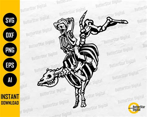 Skeleton Rodeo Svg Bull Riding Svg Cowboy Svg Ranch Etsy