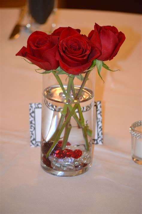 Simple Red Roses Wedding Centerpieces