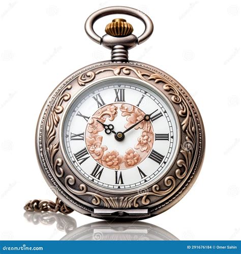 Lost in Time: a Vintage Pocket Watch Stands Alone on White, Capturing