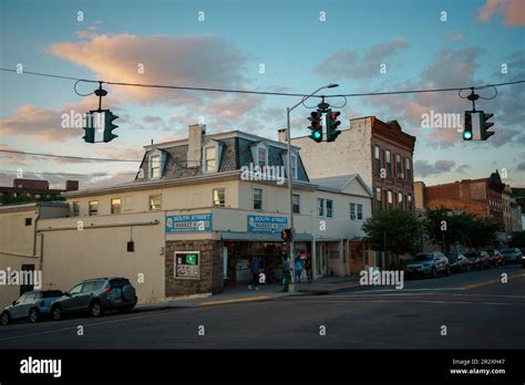 Street scene at sunset in Peekskill, New York Stock Photo - Alamy