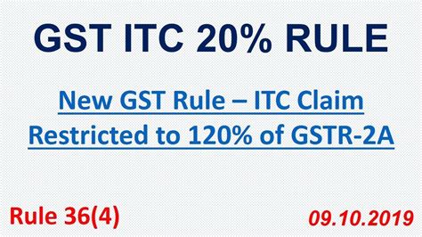 New Gst Rule Itc Claim Restricted To Of Gstr A Youtube