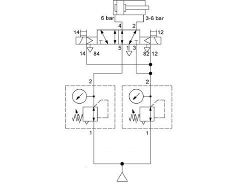 Pneumatic Circuit With Reversible Directional Valve And Pressure