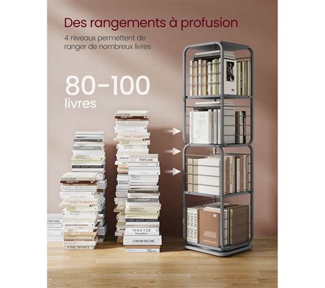 Biblioth Que Niveaux Tag Res Tournante Avec Serre Livres Pour