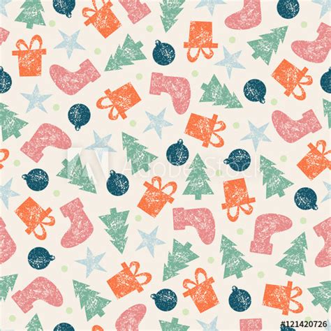 Vintage Retro Christmas Wrapping Paper Seamless Pattern :: Behance