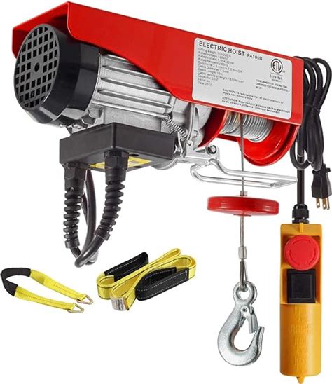 Partsam 220lbs Lift Electric Hoist Crane Remote Control Power System Zinc Plated Steel Wire