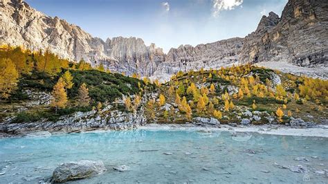 1080p Free Download Lago Di Sorapis Italy Rocks Belluno Dolomites