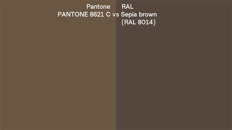 Pantone 8621 C Vs Ral Sepia Brown Ral 8014 Side By Side Comparison