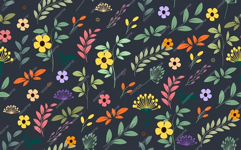 Premium Vector Hand Drawn Floral Seamless Pattern Colorful Flowers Leaves Branches Ornamental